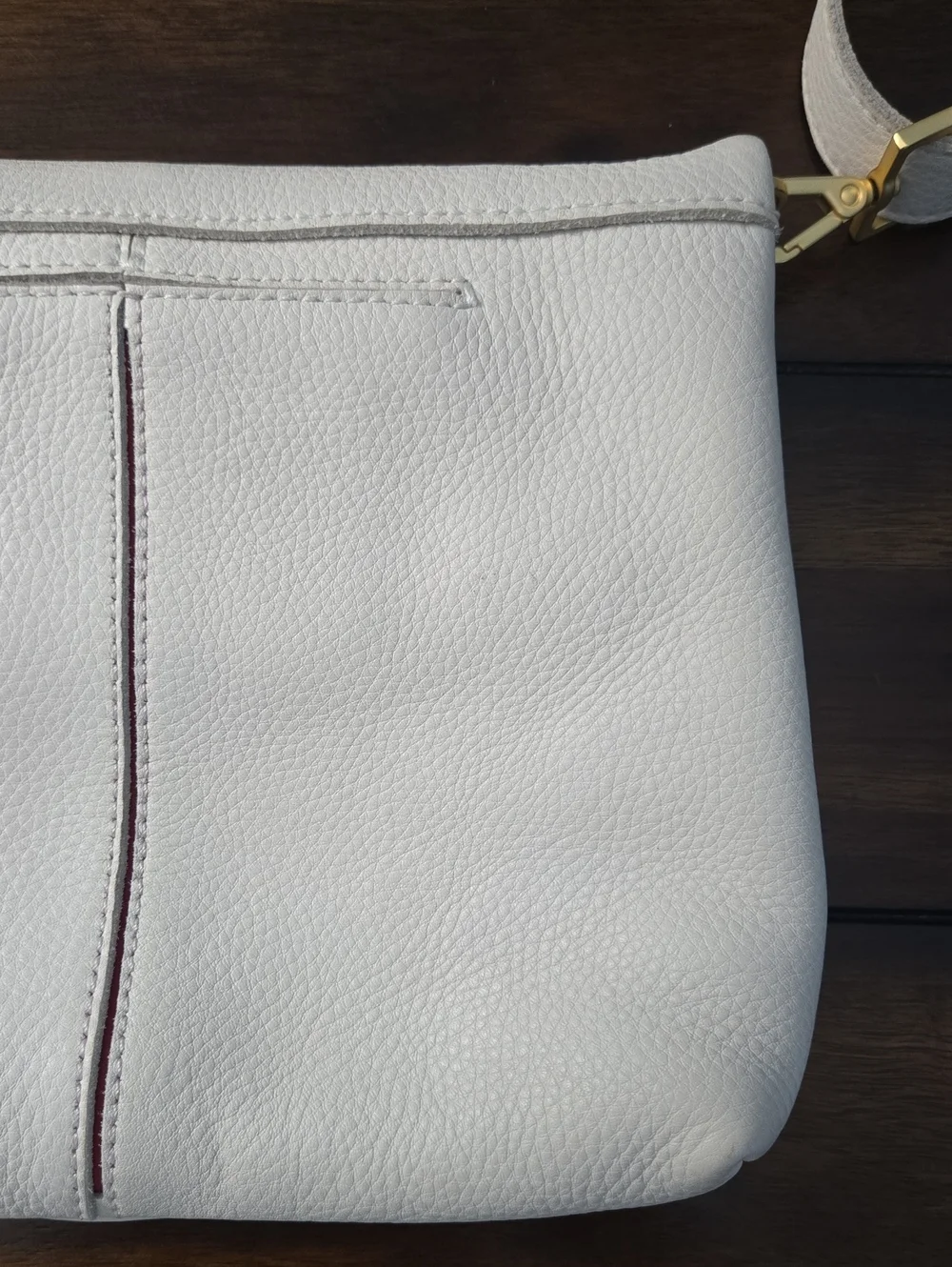 HAMMITT VIP Crossbody Clutch Medium Pebbled Leather Off White Brushed Gold